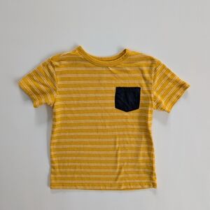 Cat & Jack Yellow Striped Tee with Navy Pocket